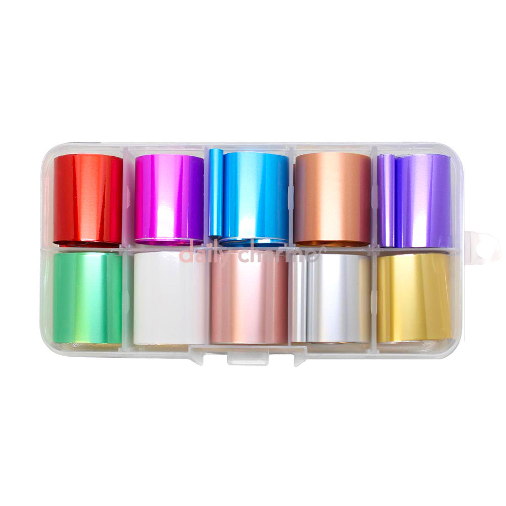 Nail Art Foil Box Set / 10 Colors / Matte Metallic