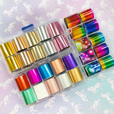 Nail Art Foil Box Set / 10 Colors / Rainbow Galaxy Colorful Ombre