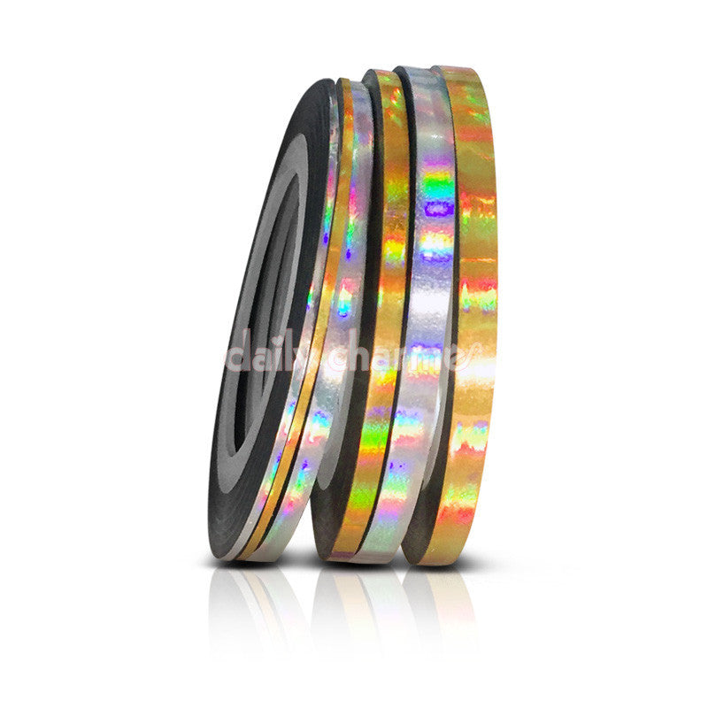 Gold Silver Holographic Nail Art Tapes 1MM 2MM 3MM