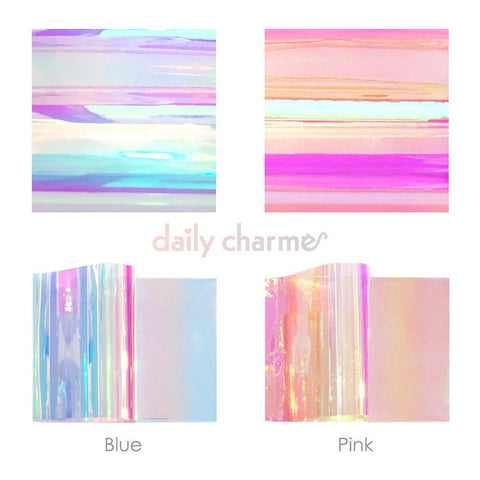 Dreamy Opalescent Glass Film Paper Pink and Blue Nail Art