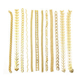 Gold Metallic Chains Set / 12 Designs Nail Art Supplies