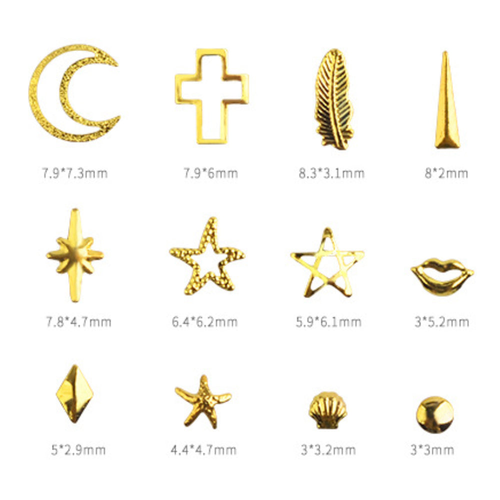 Gold Metal Stud Decors Mix Box Set / 12 Shapes – Daily Charme