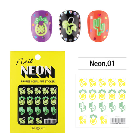 Passet Neon Blacklight Nail Art Sticker / Summer Fruits