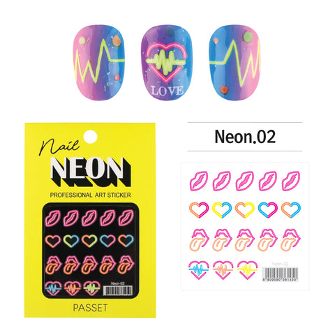 Passet Neon Blacklight Nail Art Sticker / Lovely Lips