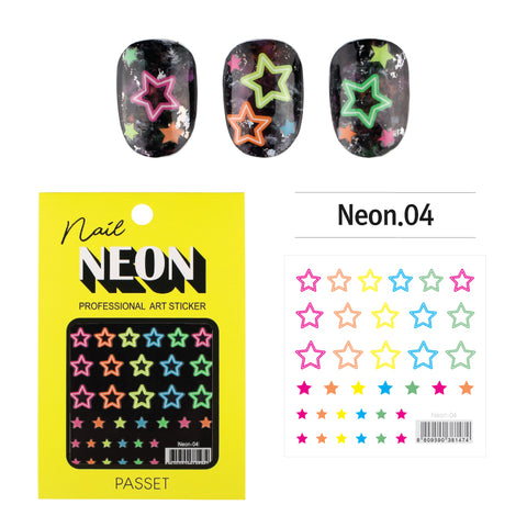 Passet Neon Blacklight Nail Art Sticker / Radiant Stars