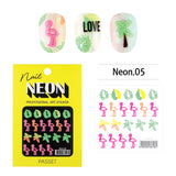 Passet Neon Blacklight Nail Art Sticker / Tropical Flamingo