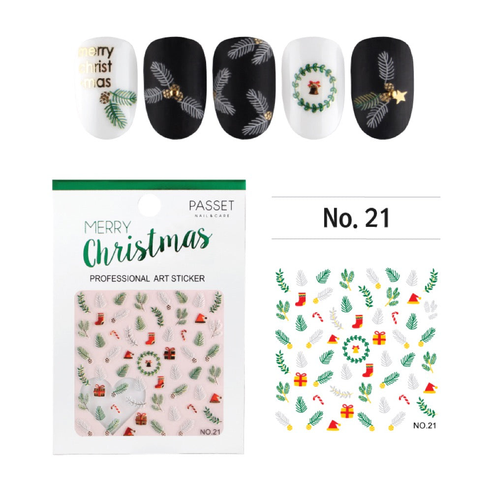 Passet Christmas Holiday Nail Art Sticker / Festive Pine