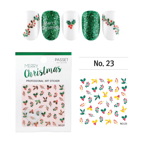 Passet Christmas Holiday Nail Art Sticker / Winter Holly