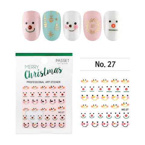 Passet Christmas Holiday Nail Art Sticker / Cheeky Snowman