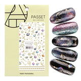Passet Nail Art Sticker / Constellations Galaxy Gold Design