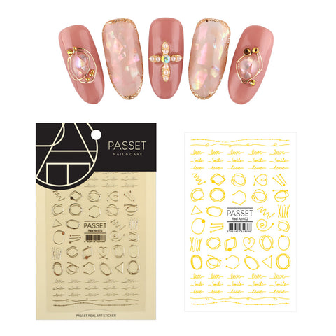 Passet Nail Art Sticker / Love & Smile Gold Wire Design Trendy