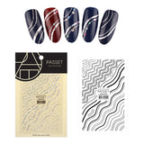 Passet Nail Art Sticker / Wavy Lines Holographic Silver Quality