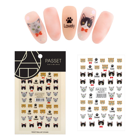 Passet Nail Art Sticker / Cute Kittens Tabby Tuxedo Cat Design