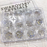 Swarovski Crystals Nail Art Box Set / Crystal AB / 12 Jars