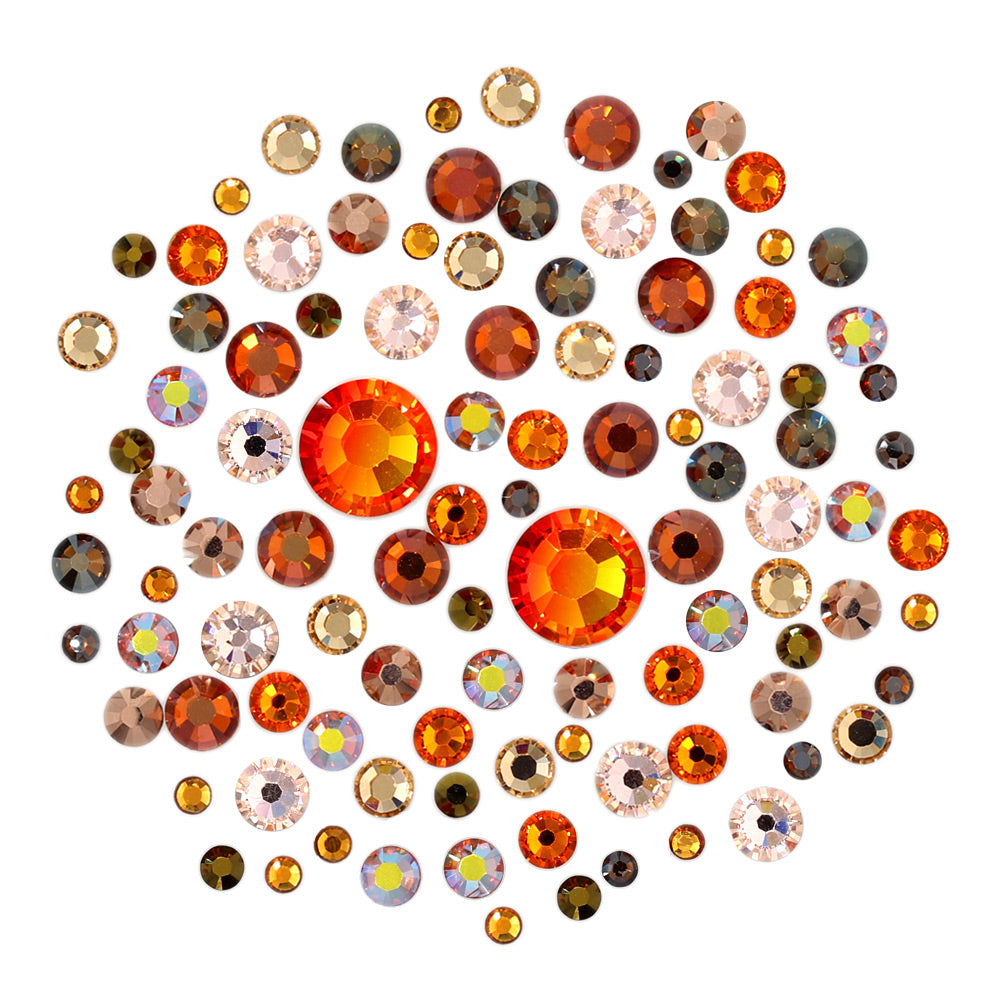 Swarovski Orange Round Flatback Crystal Value Mix Tangerine Topaz Thanksgiving Nail Art