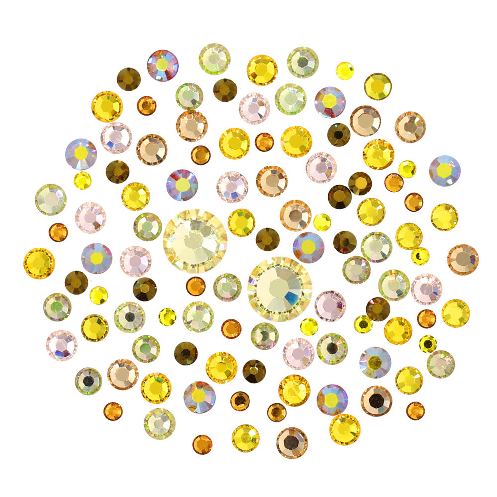 Swarovski Yellow Round Flatback Crystal Value Mix Nail Art Gold AB
