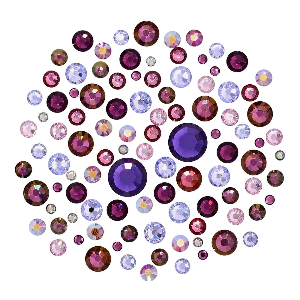 Swarovski Purple Round Flatback Crystal Value Mix