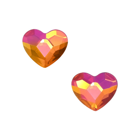 Swarovski 2808 Heart Flatback Rhinestone / Astral Pink Red Fuchsia Orange Valentines Day Nail Crystal