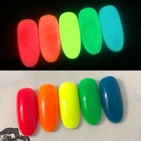 Glow in the Dark Pigment / Neon Orange Nail Art