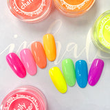 Electric Neon Pigment / Blue Rainbow Nail Art for Summer