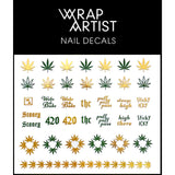 WrapArtist Nail Decals / Bake Sale Weed Leaf Gold Design