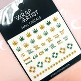 WrapArtist Nail Decals / Bake Sale Weed Leaf Gold Design