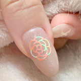 Vinyl Nail Sticker / Botanical Garden Camellia Flower / Aurora Pink