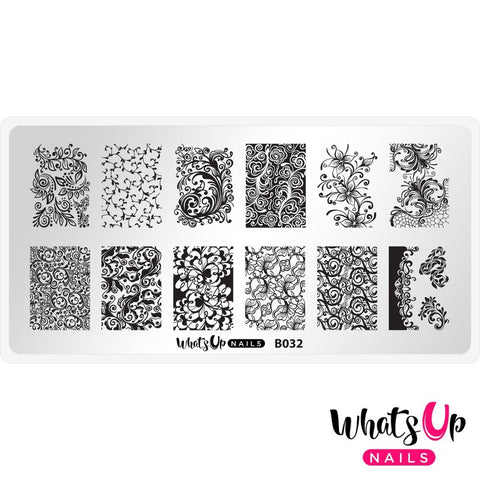 What's Up Nails Metal Stamping Plates daily charme Solo nails Nail Art Supplies Floral Swirls vines vine floral flora flowers henna tattoo ink flare lace emboss embroidery elegant blossoming twirling swirling damask textile