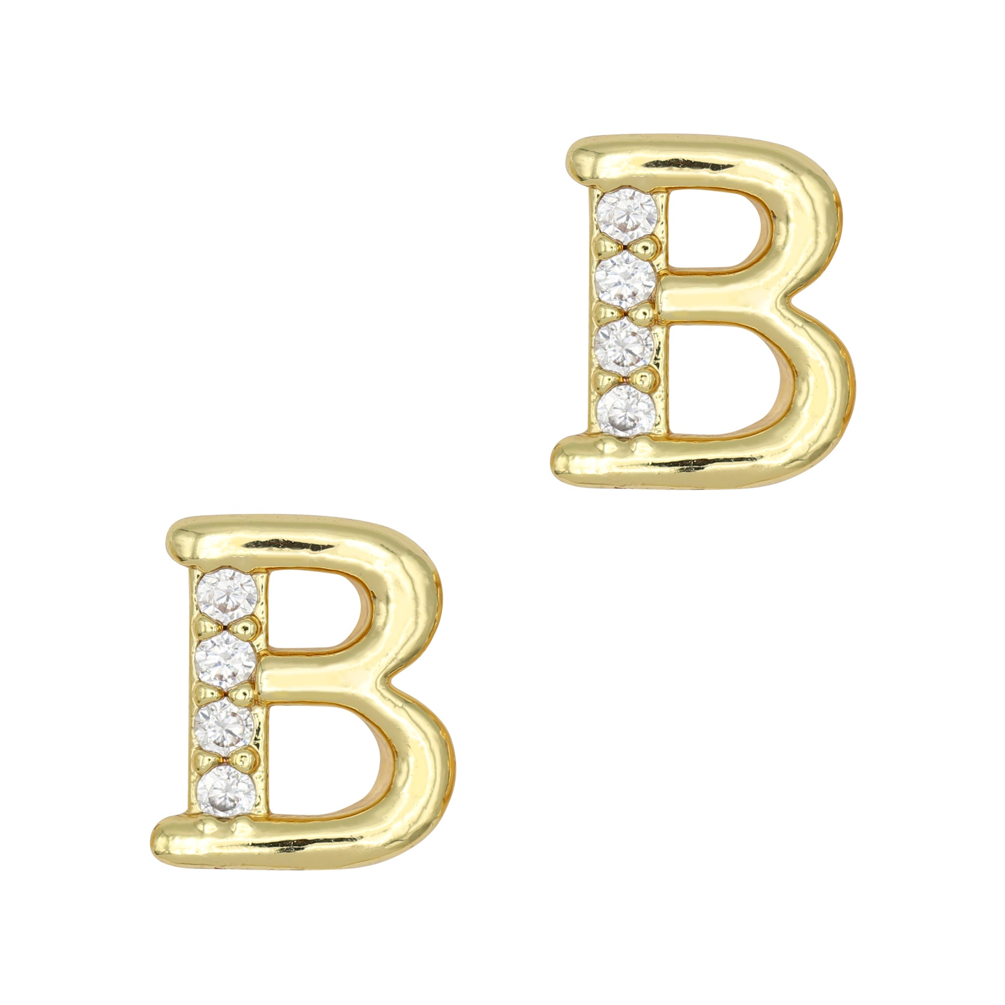 Alphabet B / Zircon Charm / Gold