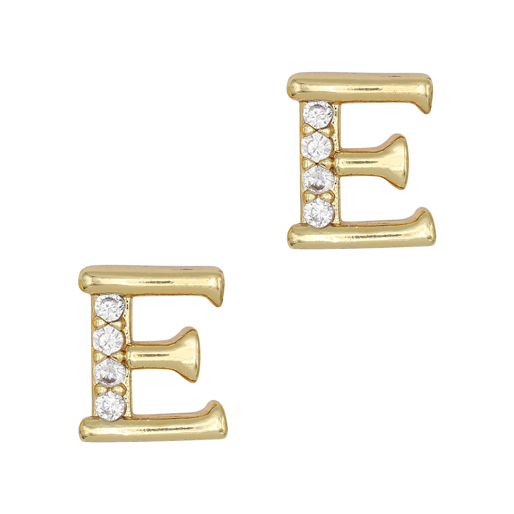 Alphabet E / Zircon Charm / Gold