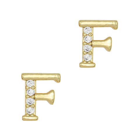 Alphabet F / Zircon Charm / Gold