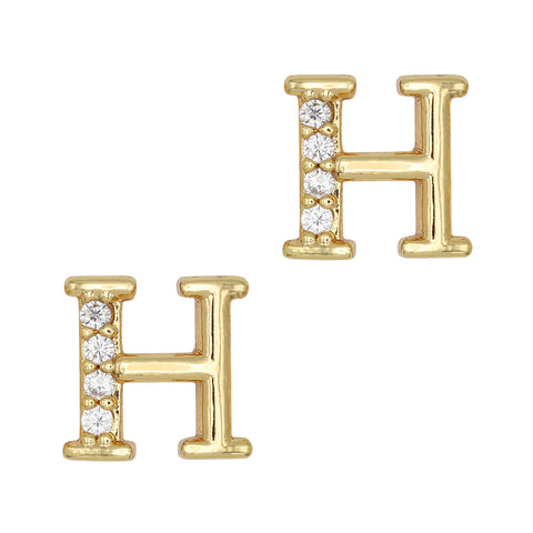 Alphabet H / Zircon Charm / Gold