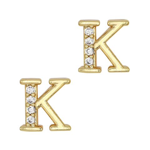 Alphabet K / Zircon Charm / Gold Nail Charms Initial