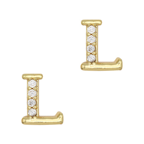 Alphabet L / Zircon Charm / Gold