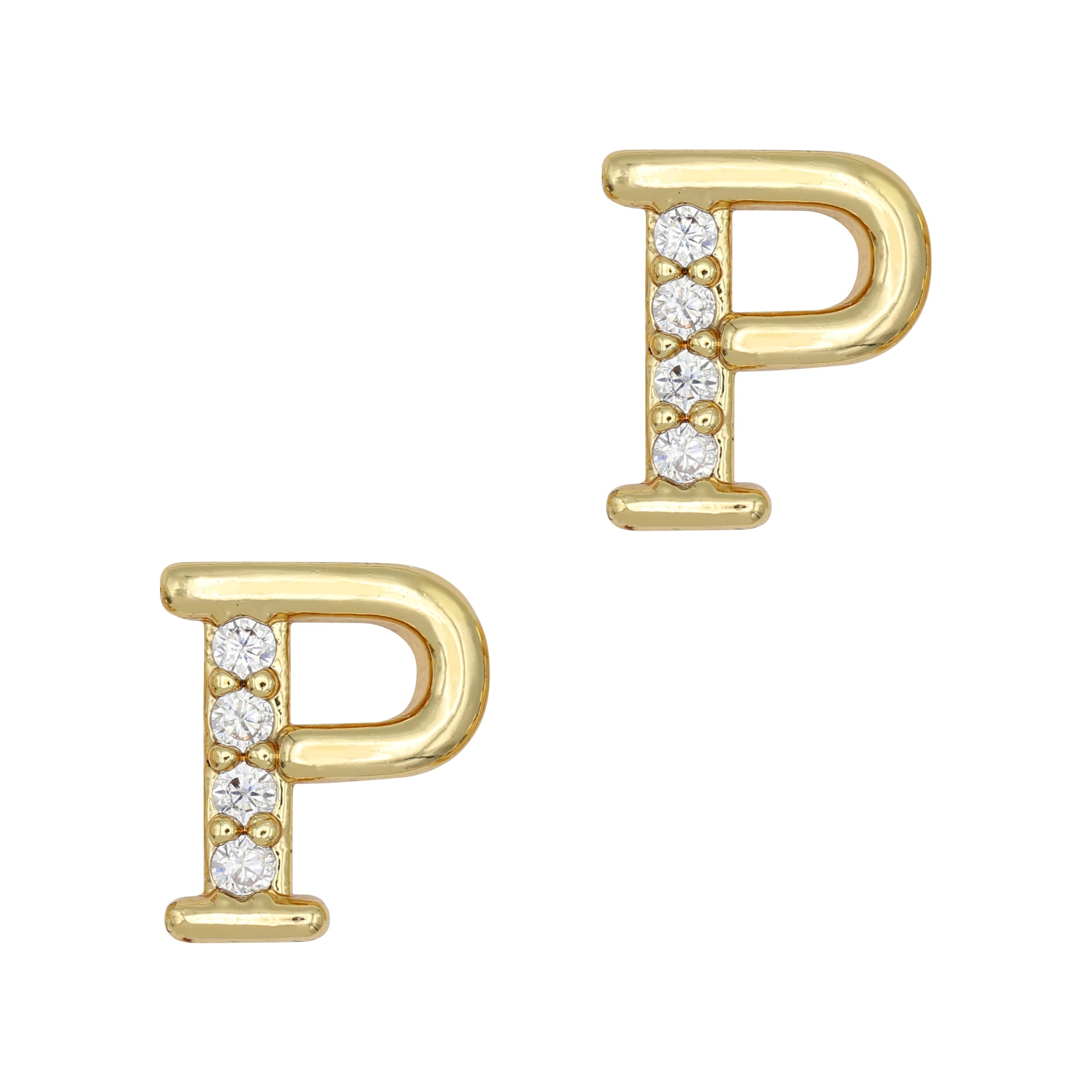 Alphabet P / Zircon Charm / Gold