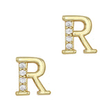 Alphabet R / Zircon Charm / Gold