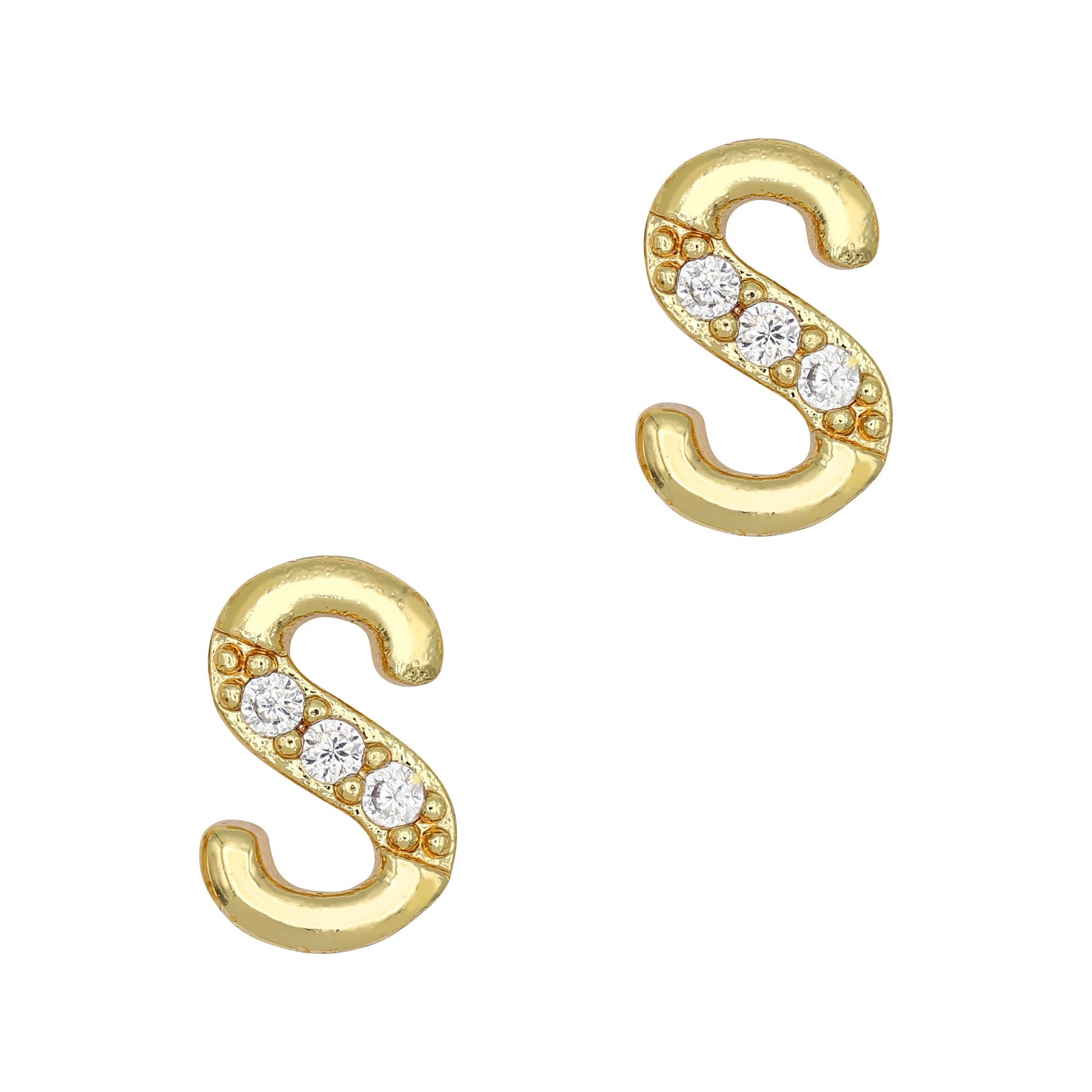 Alphabet S / Zircon Charm / Gold