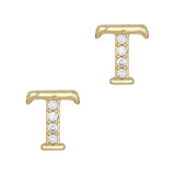 Alphabet T / Zircon Charm / Gold