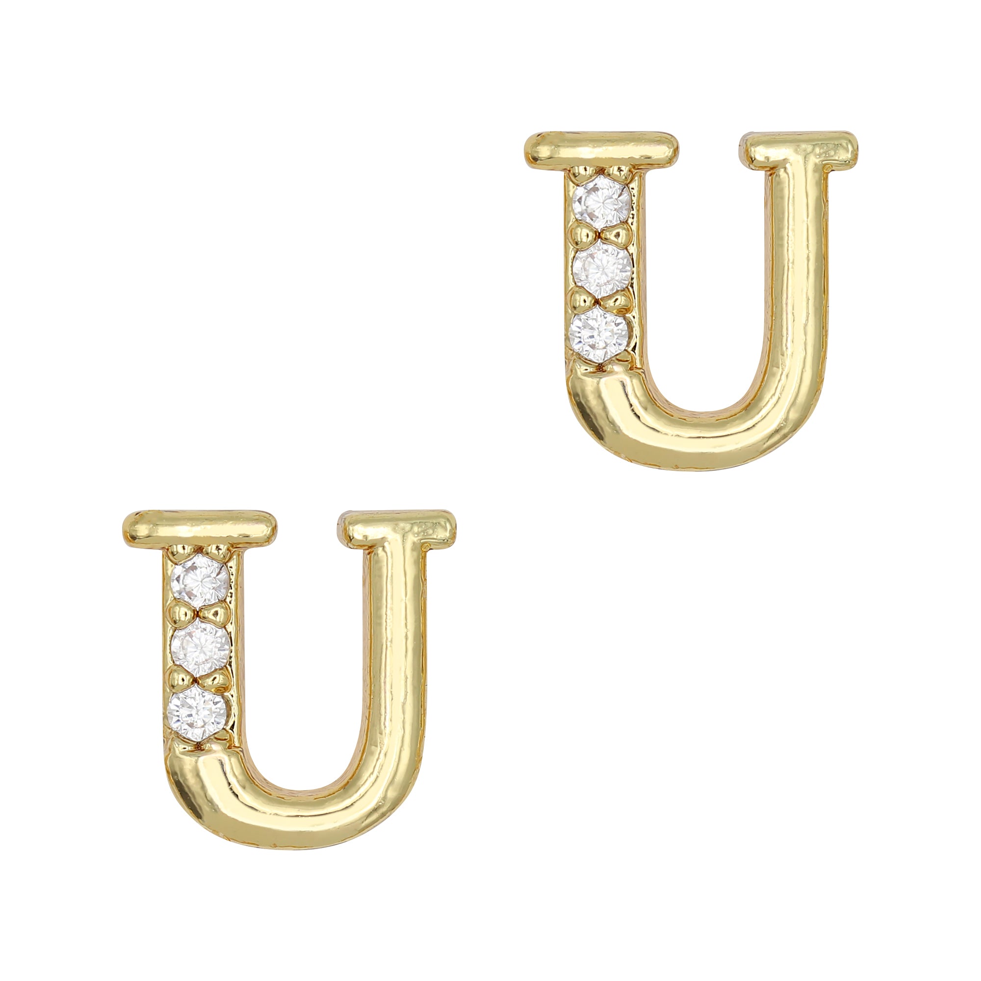 Alphabet U / Zircon Charm / Gold