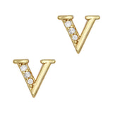 Alphabet V / Zircon Charm / Gold