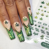 Daily Charme Floral Nail Art Sticker / Good Vibes Hemp Leaf 420 Nails
