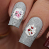 3D Embossed Nail Art Sticker / Lace Framed Flowers